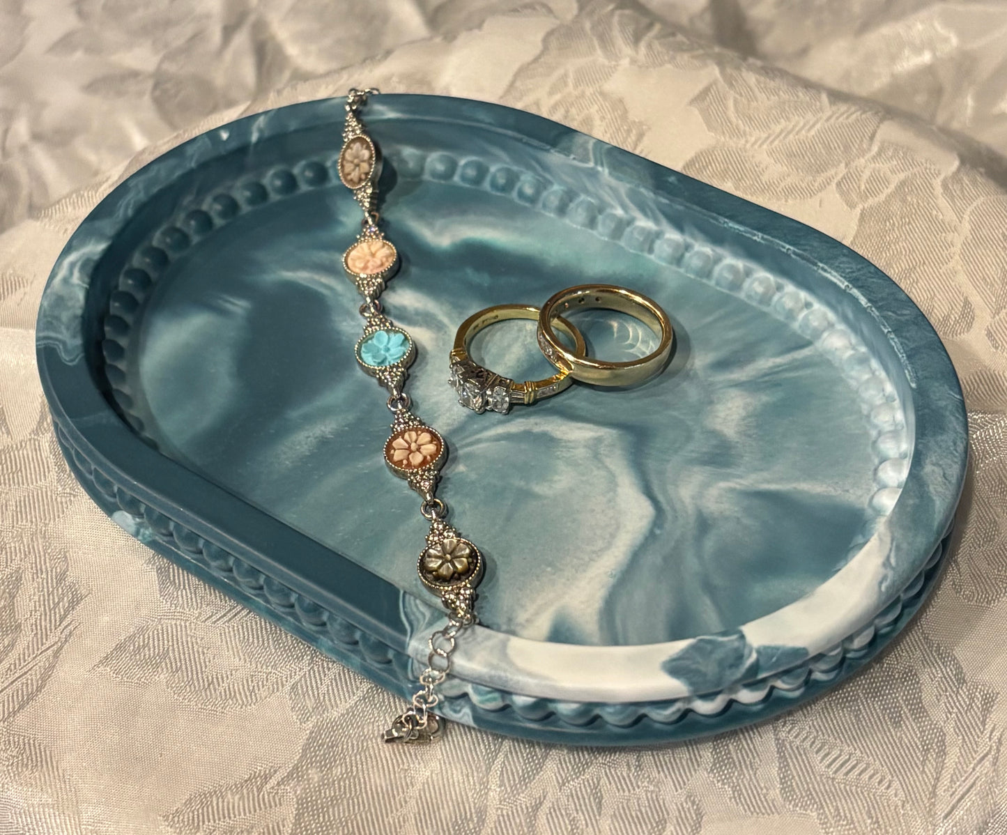 Ocean-Inspired Resin Jewelry Tray | Coastal Ring Dish | Handmade Trinket Tray | Blue Resin Decor | One-of-a-Kind Gift