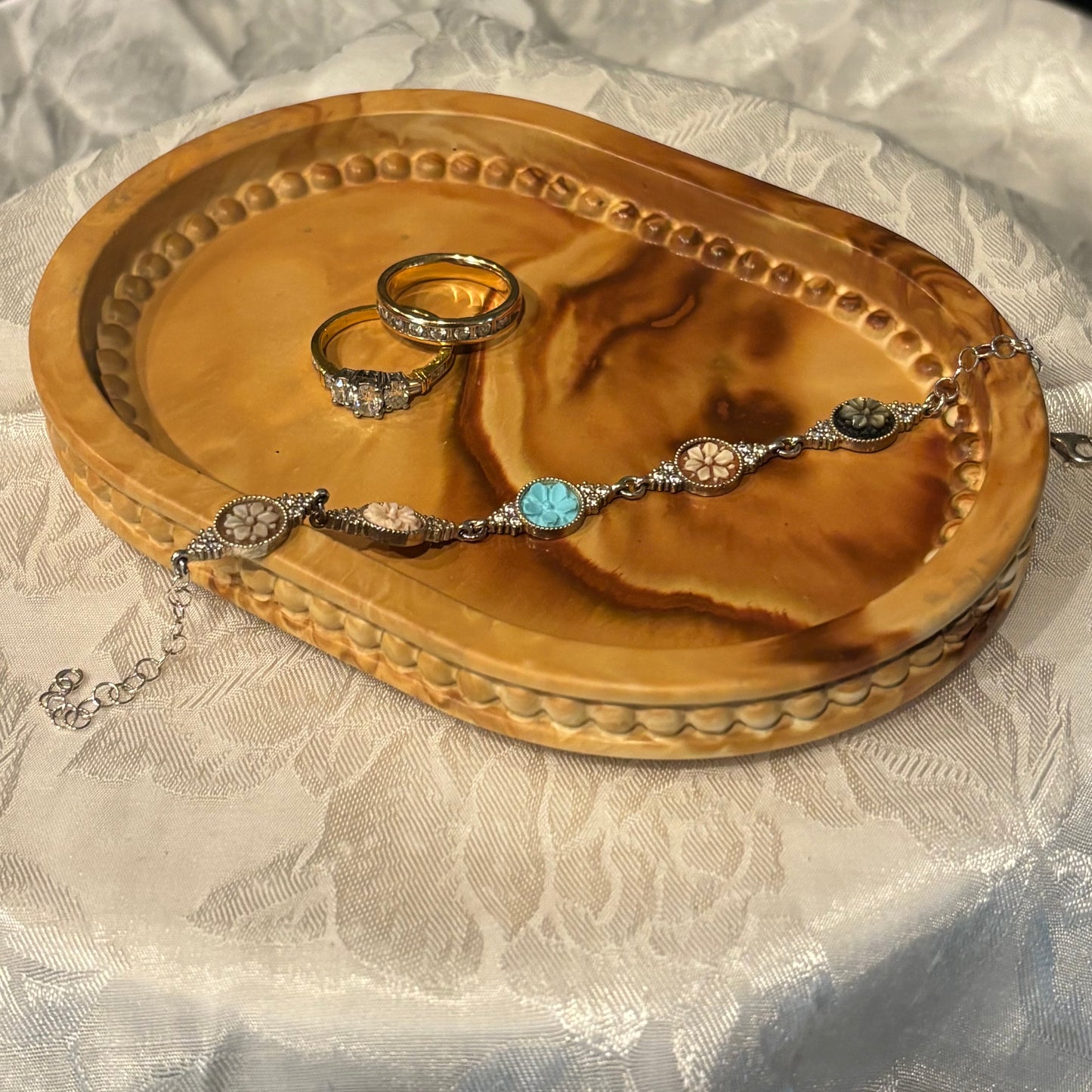 Warm Neutral Ceramic Resin Jewelry Tray | Handmade Trinket Dish | Earth Tone Decor | Ring Dish | One-of-a-Kind Gift for Her