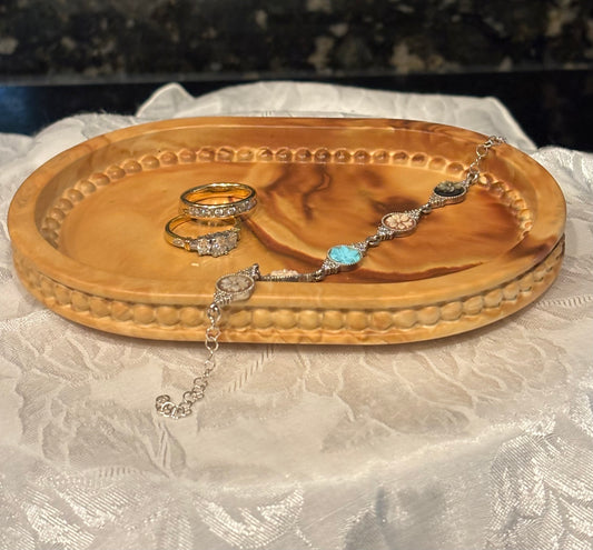 Warm Neutral Ceramic Resin Jewelry Tray | Handmade Trinket Dish | Earth Tone Decor | Ring Dish | One-of-a-Kind Gift for Her