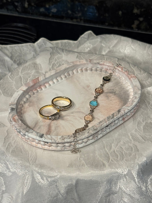 Soft Marble Ceramic Resin Jewelry Tray | Neutral Trinket Dish | Blush Beige Decor | Minimalist Ring Dish | Handmade Gift for Her