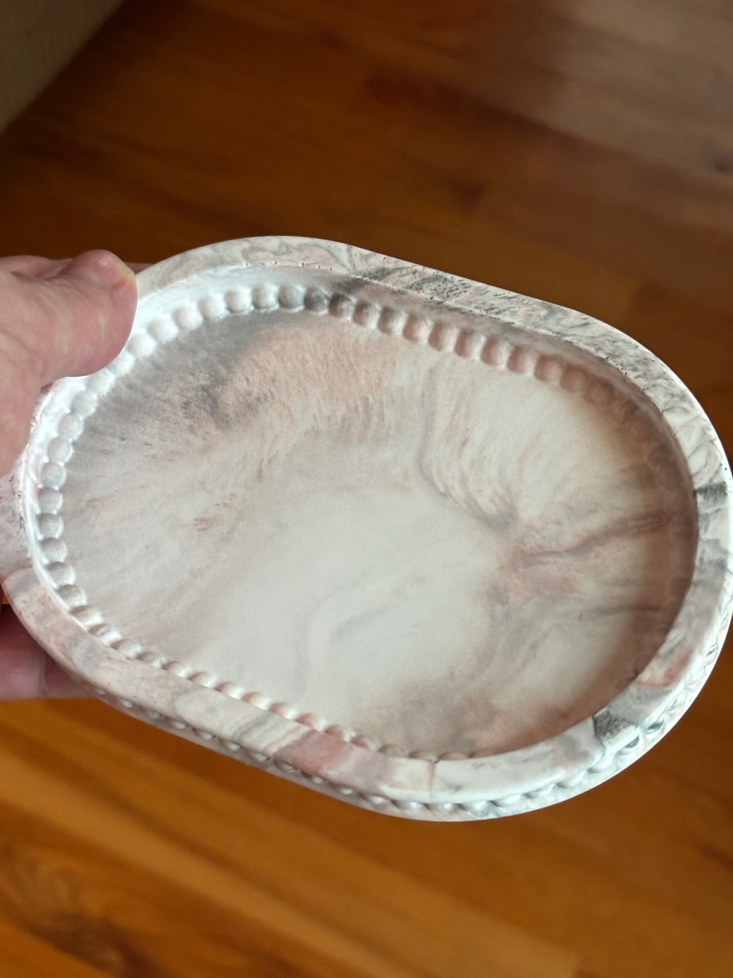 Soft Marble Ceramic Resin Jewelry Tray | Neutral Trinket Dish | Blush Beige Decor | Minimalist Ring Dish | Handmade Gift for Her
