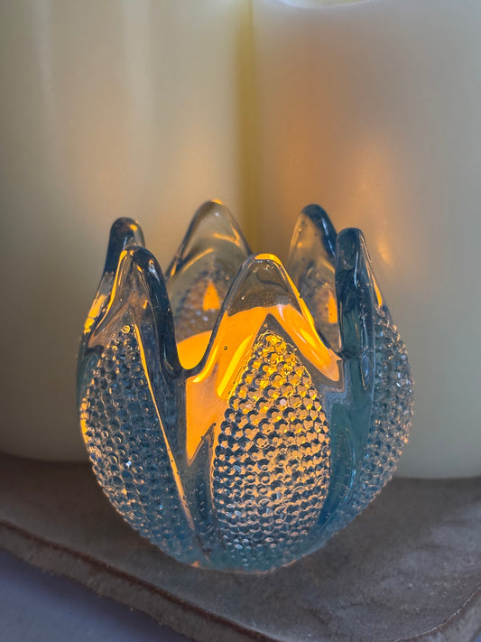 Ocean Glow Resin Candle Holder | Handmade Coastal Decor | Blue Glass Effect Tealight Holder | Unique Gift for Her | Beach House Decor