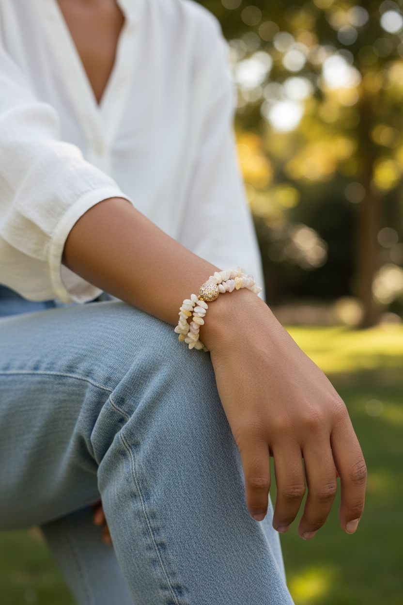 Double Strand Pineapple Quartz Bracelet with Crackle Glass Focal Beads, Dragonfly Charm, Handmade Boho Gemstone Jewelry