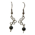 Hand Wired Hematite Dangle Earrings, Minimalist Silver Wire Earrings, Modern Artisan Jewelry, Grounding Stone Gift