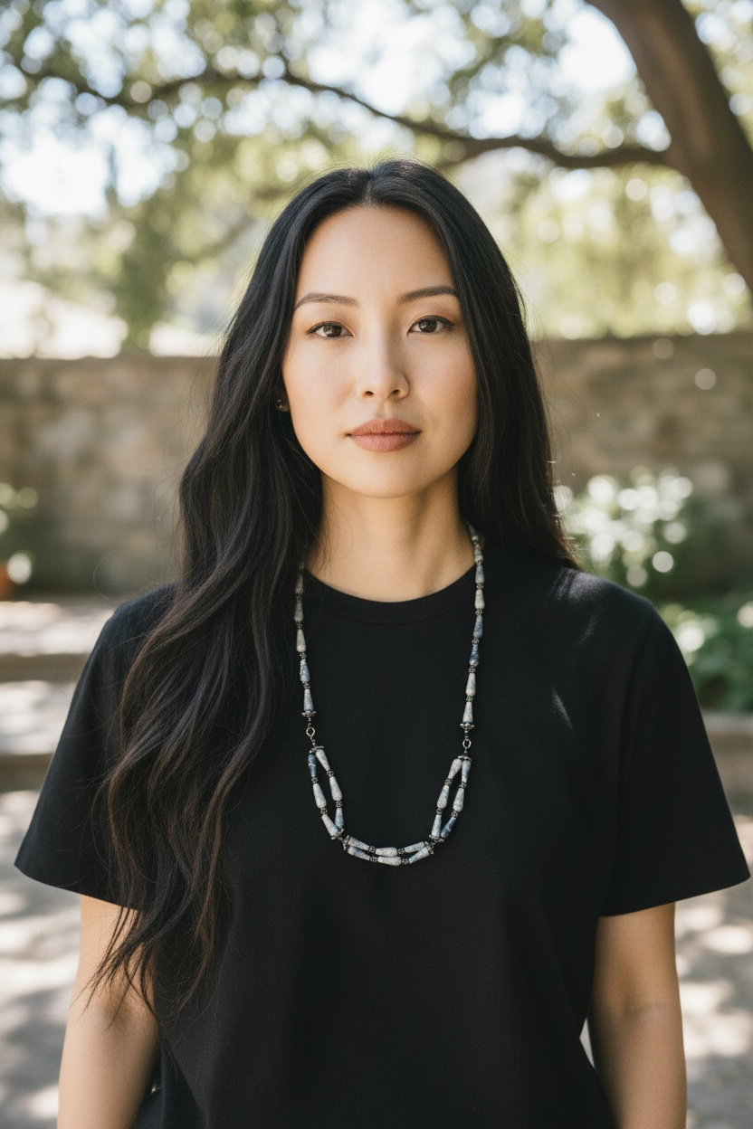 Antiqued Denim Lapis Necklace, 20 Inch Teardrop Stone Necklace with Metal Spacers, Rose Toggle Clasp, Boho Statement Jewelry