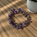 Amethyst Chip Wrap Bracelet with Gold Spacers, Purple Crystal Layered Bracelet, Boho Gemstone Jewelry
