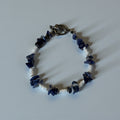 Lapis Lazuli Chip Bracelet with Shell Spacer Beads, 7 Inch Blue Stone Bracelet, Handmade Boho Coastal Jewelry
