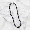 Lapis Lazuli Chip Necklace with Shell Spacer Beads, 17  Inch Blue Stone Necklace, Handmade Boho Coastal Jewelry