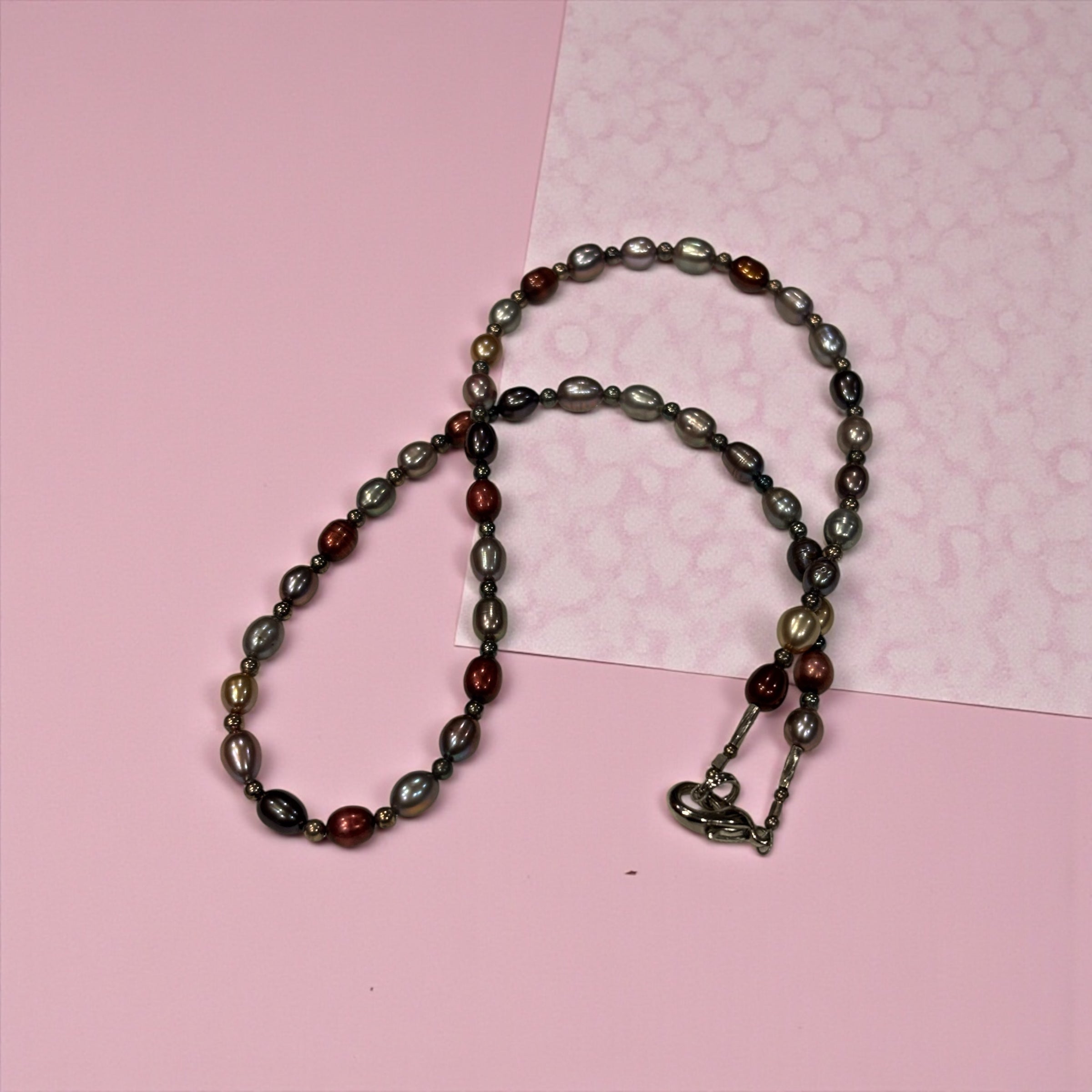 Multi-Color Freshwater Pearl Necklace, 16 Inch with Lobster Clasp, Iridescent Pearl Jewelry, Elegant Everyday Necklace