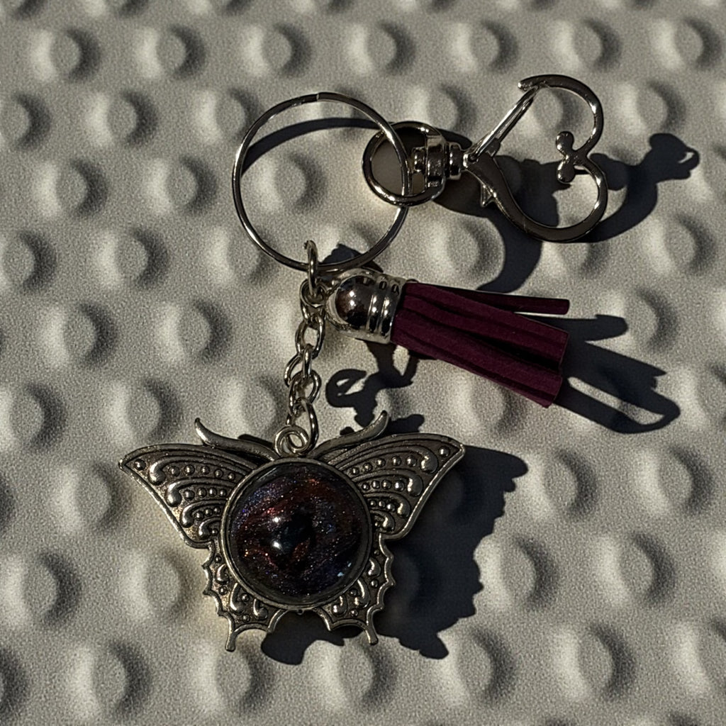 Galaxy Butterfly Keychain, Resin Cosmic Butterfly Charm, Celestial Boho Keyring