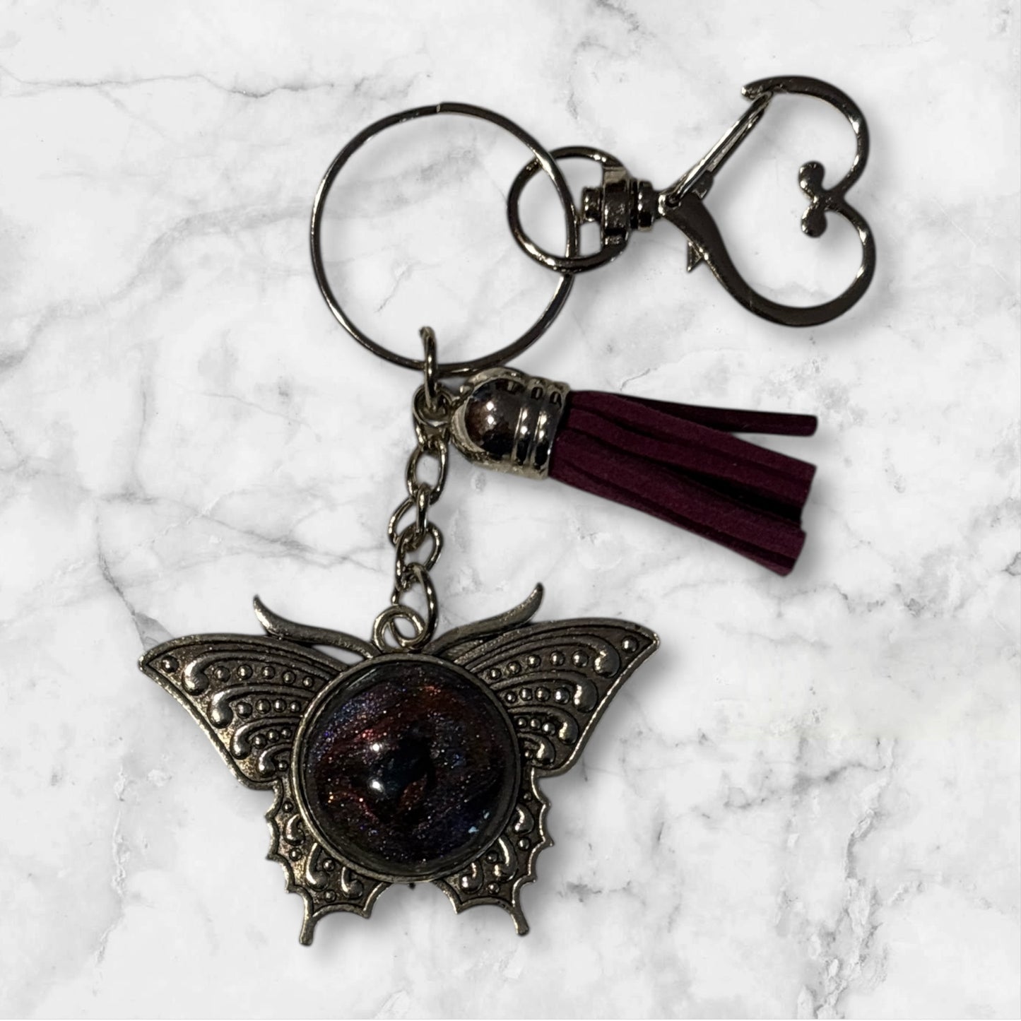 Galaxy Butterfly Keychain, Resin Cosmic Butterfly Charm, Celestial Boho Keyring