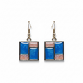 Geometric Resin Earrings, Blue and Blush Block Dangle Earrings, Modern Abstract Resin Jewelry, Lightweight Handmade Earrings