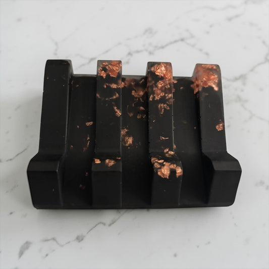 Black and Copper Soap Holder, Handmade Soap Saver, Modern Bathroom Decor, Artisan Bath Accessories