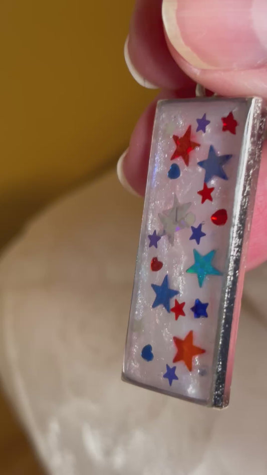 Handmade Americana Resin Necklace | Layered Star Pendant